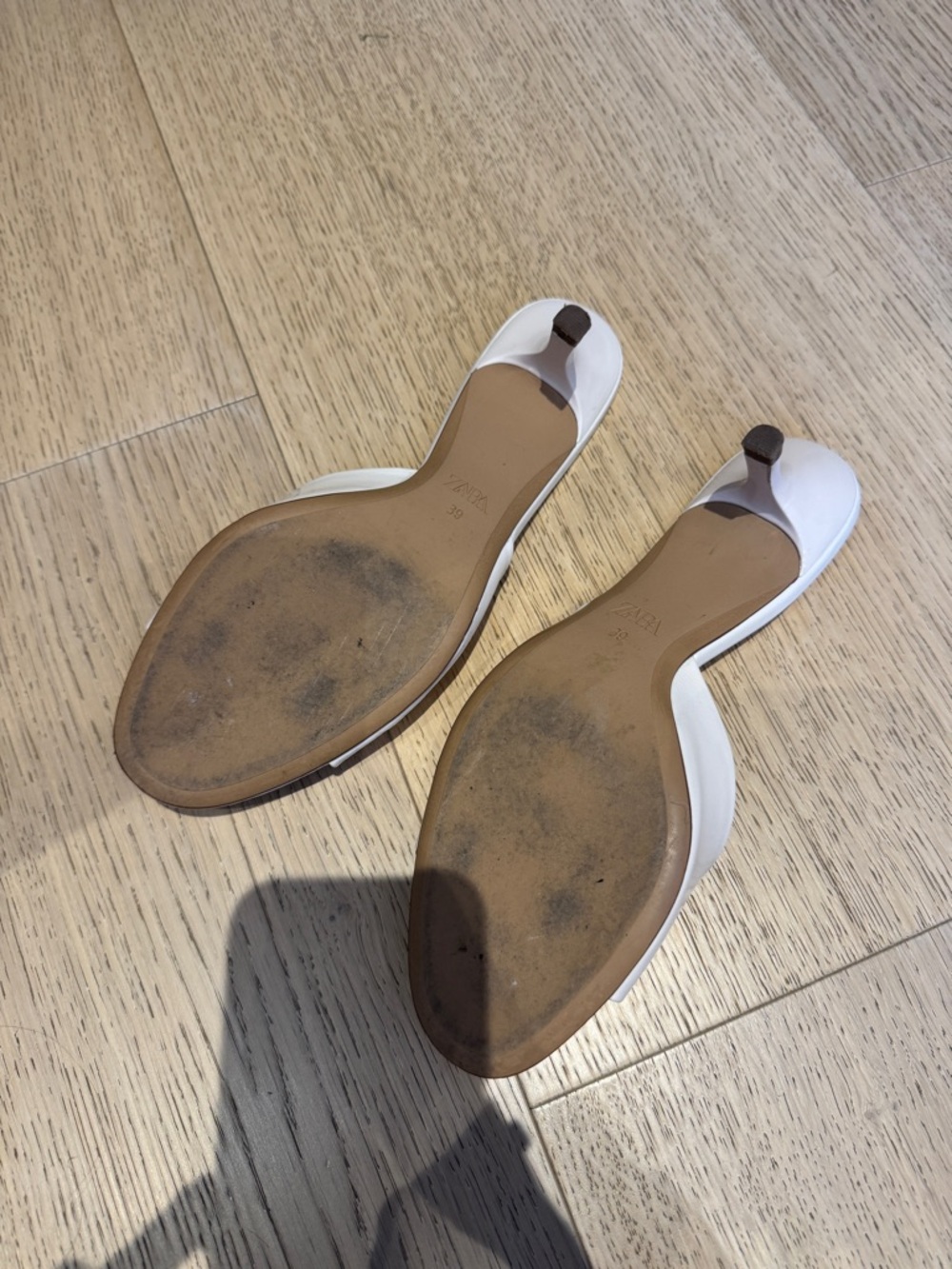 Zara White Leather Patent Heel Sandals for Women - Picture 4 of 4
